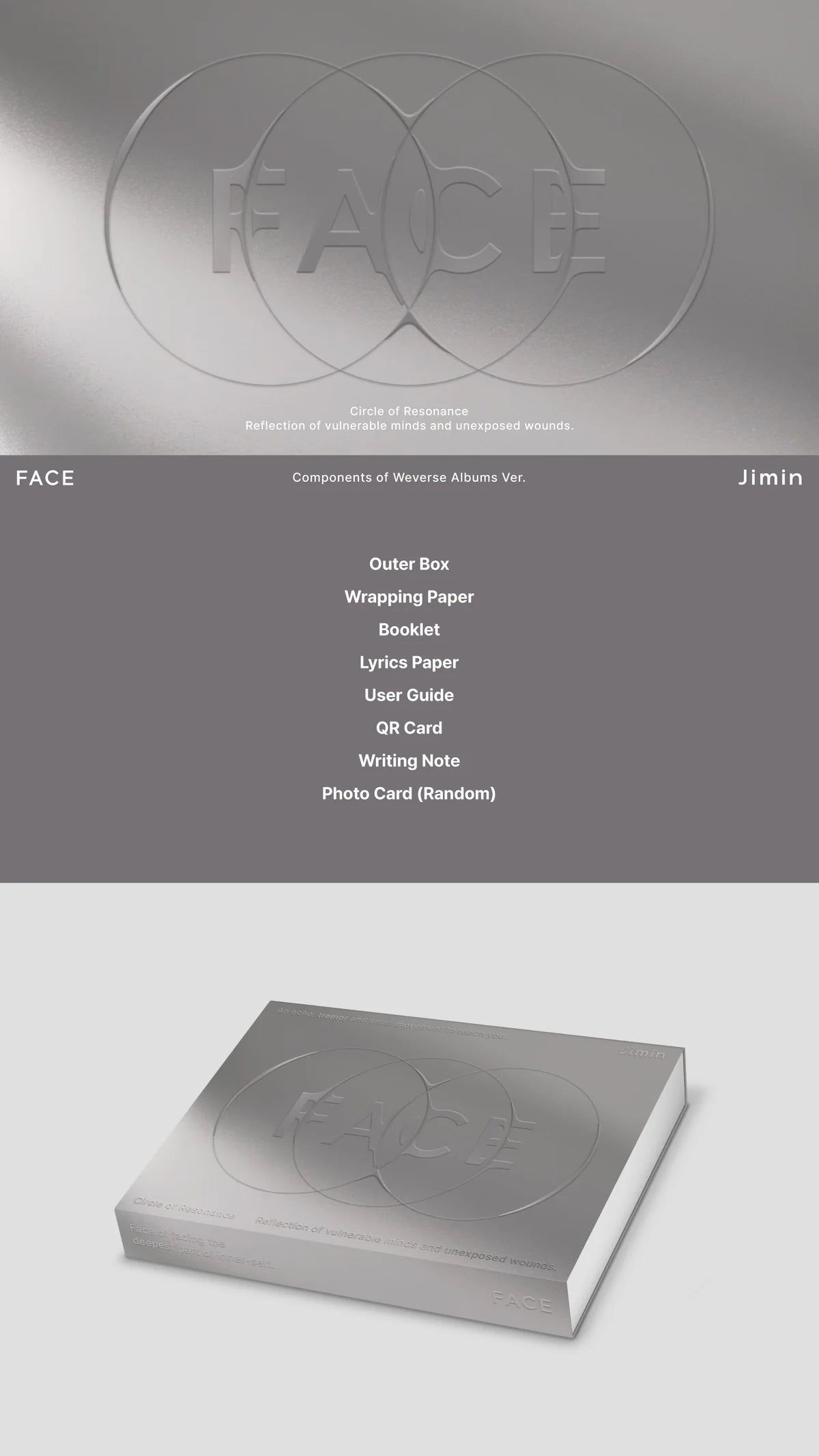 BTS JIMIN - FACE 1ST SOLO ALBUM WEVERSE ALBUM VER. NO P.O.B VER.